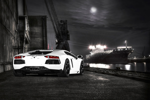 White Lamborghini Aventador Rear 5k (2560x1080) Resolution Wallpaper