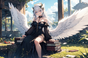 White Wing Angel Anime Fantasy Art (1280x800) Resolution Wallpaper