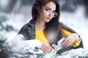 Winter Girl (2048x2048) Resolution Wallpaper