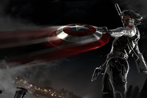 Winter Solider Holding Captain America Shield (1400x1050) Resolution Wallpaper