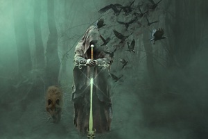 Wizard Of Death In A Dark Forest (1024x768) Resolution Wallpaper