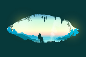 Wolf Cave Vector Wallpaper
