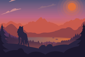 Wolf Dusk Landscape (2048x2048) Resolution Wallpaper