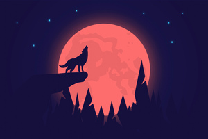 Wolf Howling Full Moon (1336x768) Resolution Wallpaper