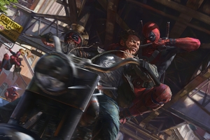 Wolverine Vs Deadpool On Bike Fight