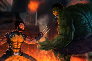 Wolverine Vs Hulk In Action (1152x864) Resolution Wallpaper