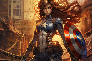 Women Captain America (2560x1024) Resolution Wallpaper