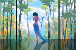 Women Melody Forest (2048x2048) Resolution Wallpaper