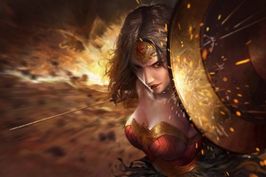 Wonder Woman Amazing Artwork Shield (1400x900) Resolution Wallpaper