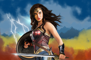 Wonder Woman Fan Art 10k (1360x768) Resolution Wallpaper