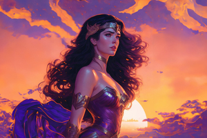 Wonder Woman In A Colorful World Of Heroism Wallpaper