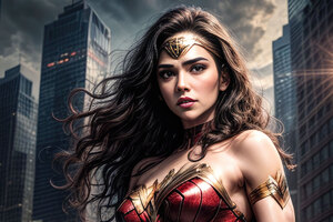 Wonder Woman In Metropolis City (2560x1440) Resolution Wallpaper