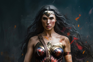 Wonder Woman Oil Painting (2560x1024) Resolution Wallpaper