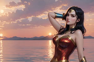 Wonder Woman Seaside (1600x1200) Resolution Wallpaper