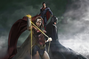 Wonder Woman Superman And Batman Stand Together Wallpaper