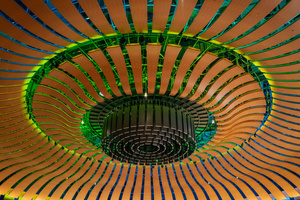 Wooden Slats In Green Glow (1360x768) Resolution Wallpaper