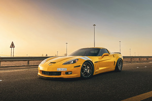 Yellow Corvette (2560x1024) Resolution Wallpaper