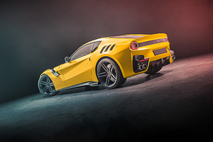 Yellow Ferrari Rear (2560x1080) Resolution Wallpaper