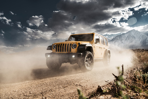 Yellow Jeep Wrangler Rubicon 2021 4k