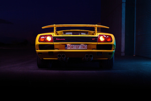 Yellow Lamborghini Diablo Rear Wallpaper