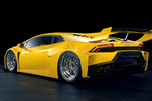 Yellow Lamborghini Huracan Lb 2 Rear View Rendered 4k (320x240) Resolution Wallpaper