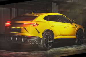 Yellow Lamborghini Urus Rear Studio View 4k (1336x768) Resolution Wallpaper