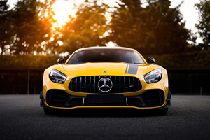 Yellow Mercedes Benz Amg Gtr (2560x1080) Resolution Wallpaper