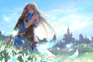 Zelda Hugging Link While Crying 4k (2560x1080) Resolution Wallpaper