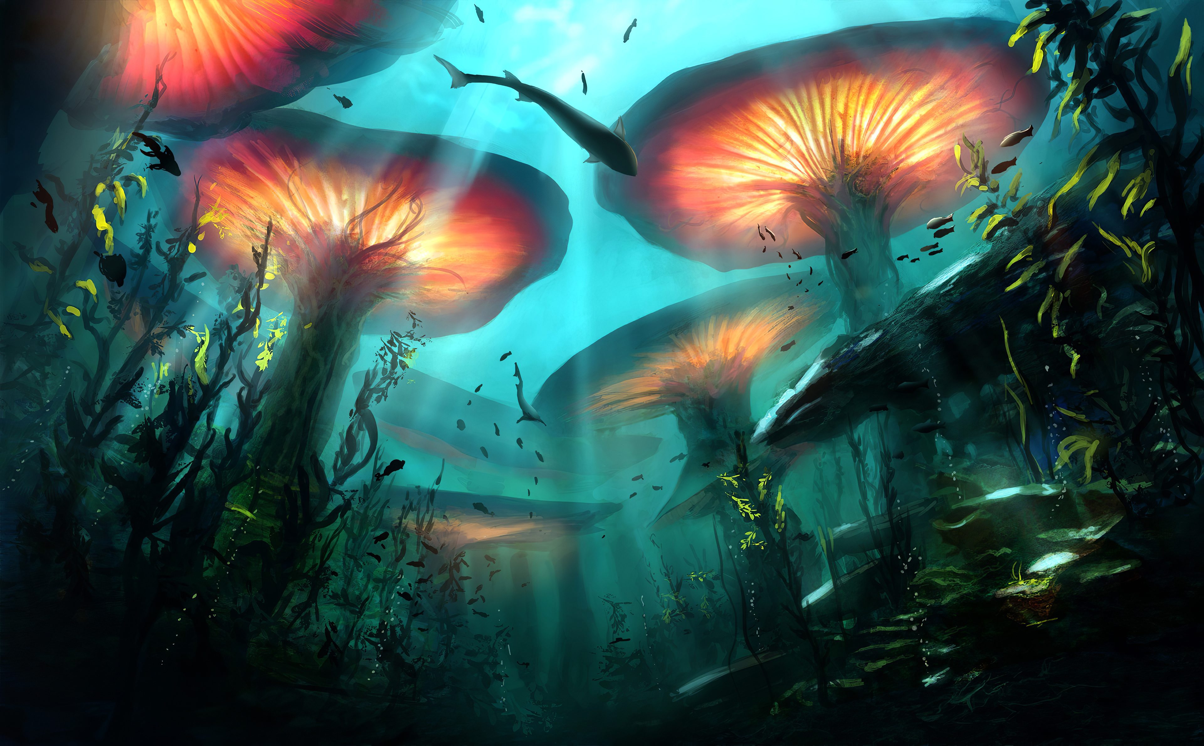 Океан таинственный мир. Фантастический подводный мир. Подводные пейзажи. Волшебный подводный мир. Подводный мир фантастика.