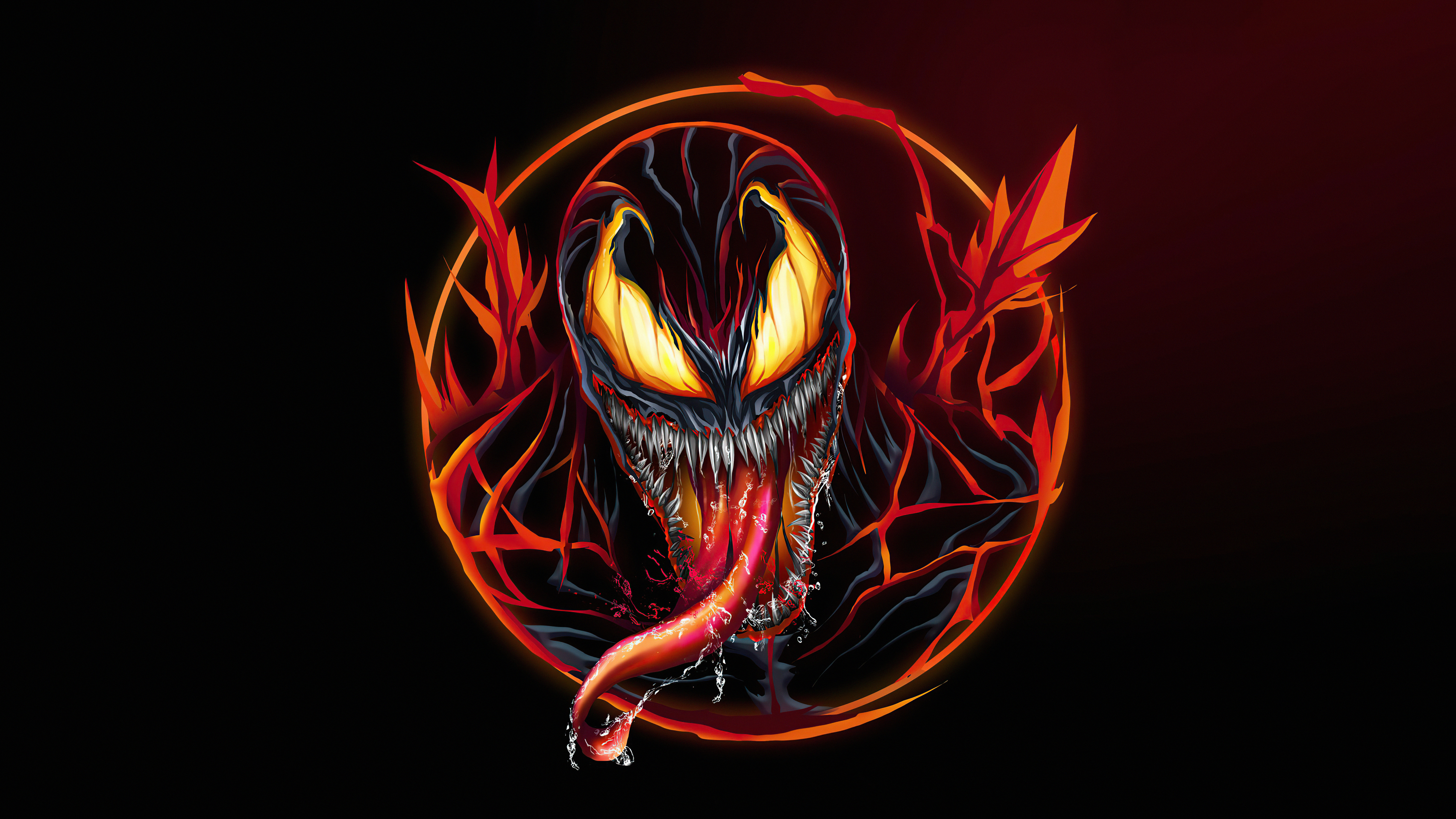 Venom Carnage Fire Minimal 8k Wallpaper,HD Superheroes Wallpapers