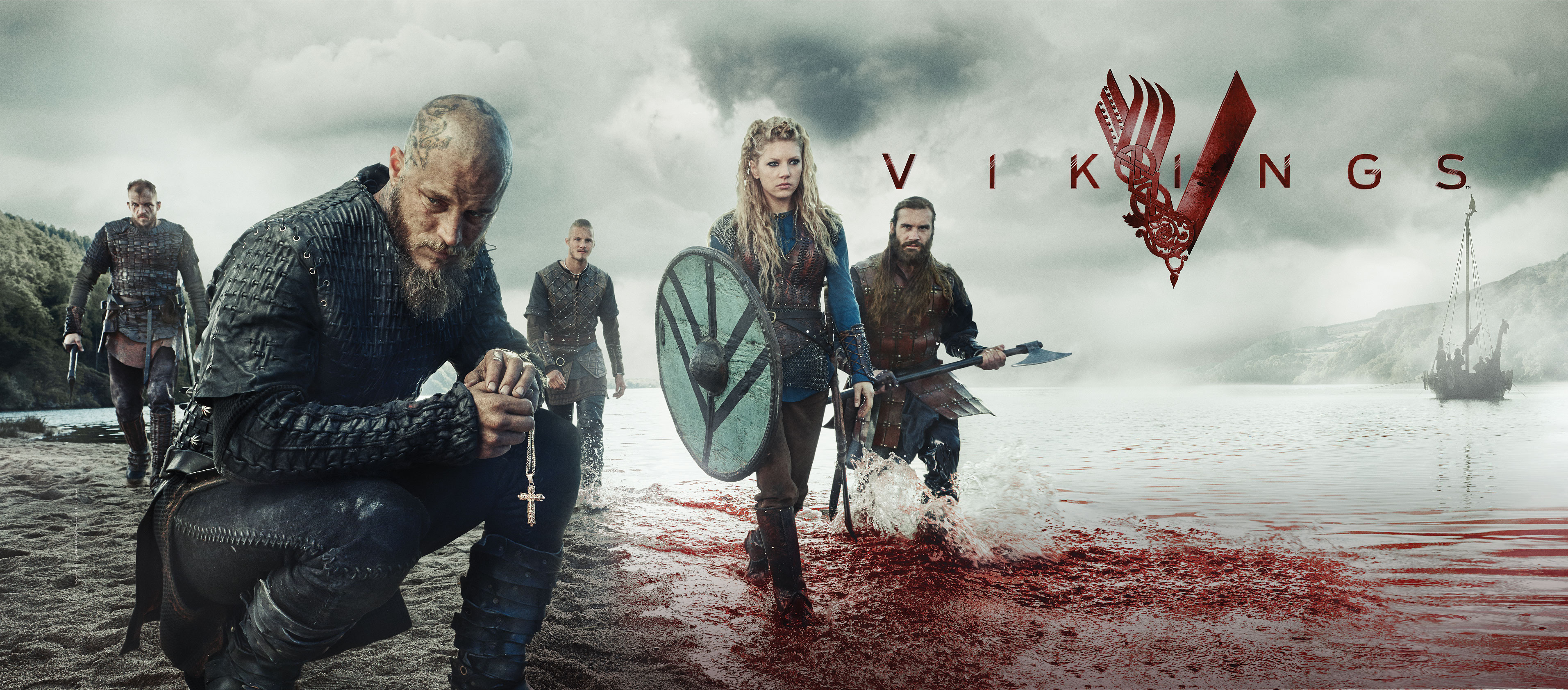 Download Ragnar, Bjorn, And Lagertha In Vikings Wallpaper