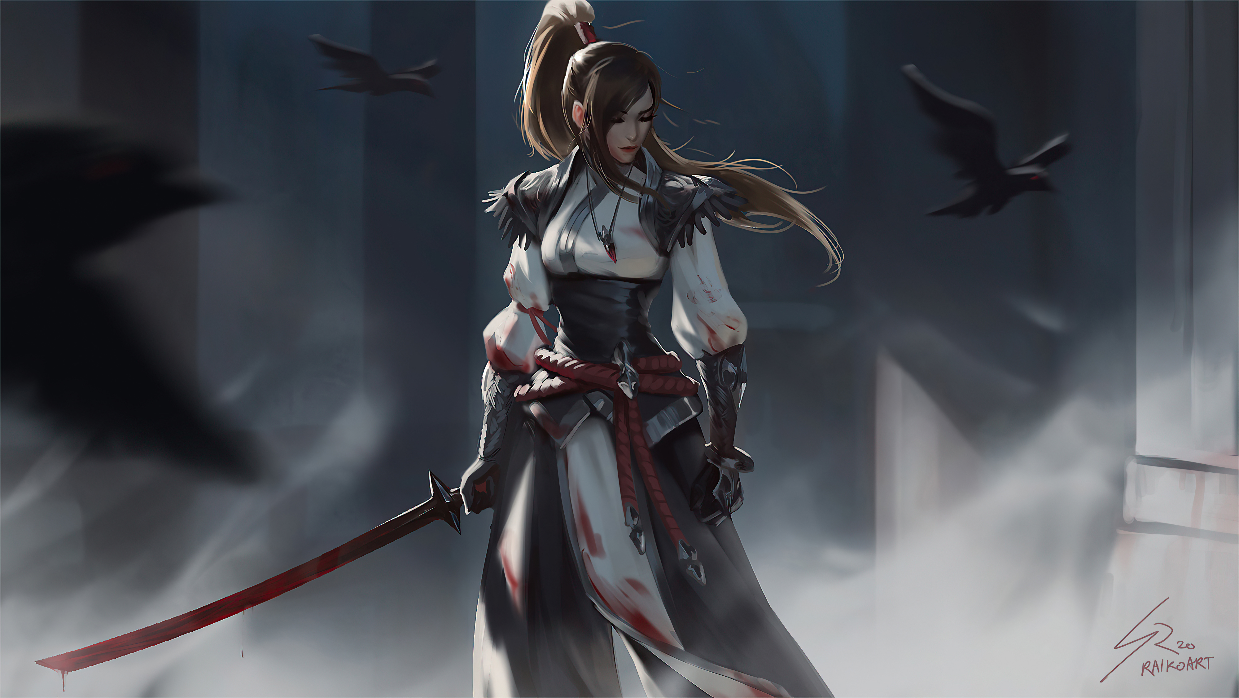 Warrior Girl Sword Artwork 4k Wallpaper Hd Artist Wallpapers 4k