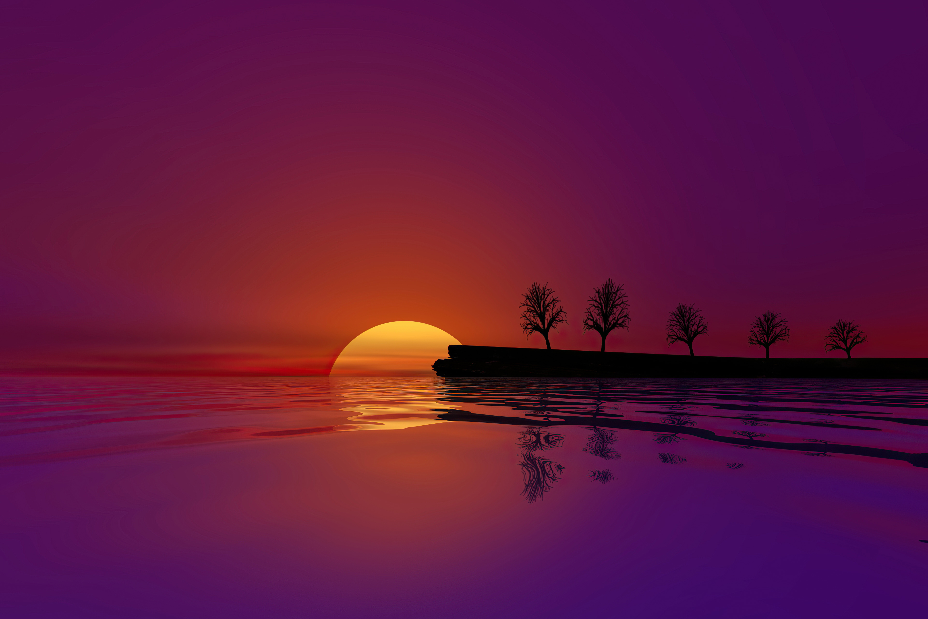 Waterscape Sunset 4k Hd Artist 4k Wallpapers Images Backgrounds