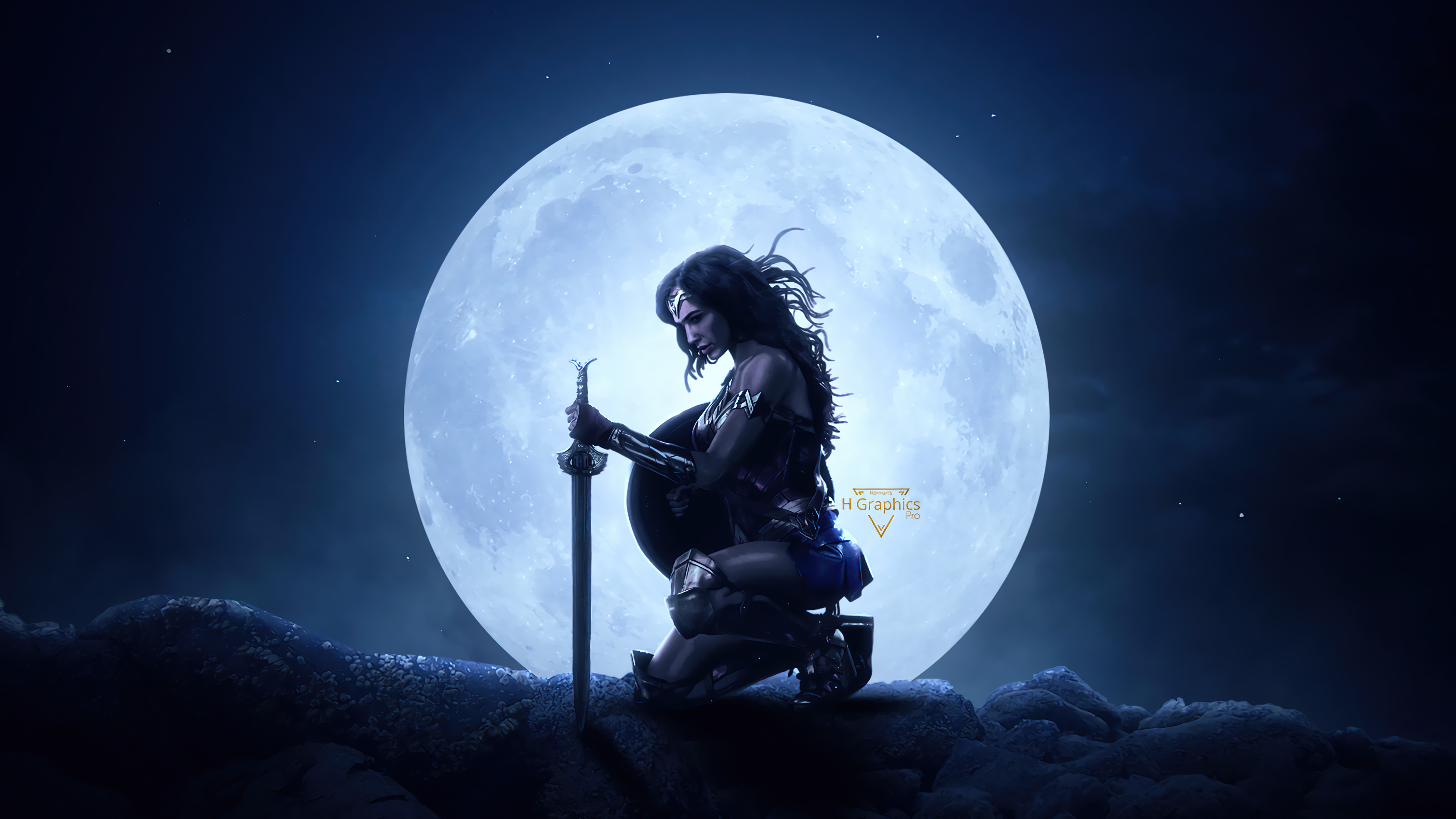 1336x768 Wonder Woman The Big Moon Laptop HD HD 4k Wallpapers, Images,  Backgrounds, Photos and Pictures