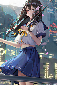 2020 Anime Girl With Umbrella 4k (480x800) Resolution Wallpaper