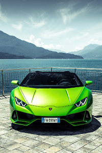 2021 Green Lamborghini Huracan Evo Spyder Front 4k (360x640) Resolution Wallpaper