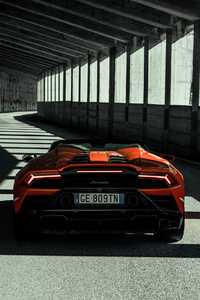 2021 Lamborghini Huracan Evo Spyder Through Tunnel 4k (480x854) Resolution Wallpaper