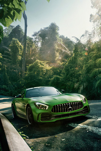 2022 Green Mercedes Amg Gtr 4k (540x960) Resolution Wallpaper