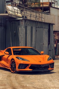 1440x2960 2022 Orange C8 Corvette 8k