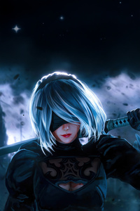 2b Automata In Focus (720x1280) Resolution Wallpaper