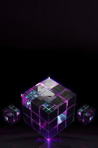 3d Cubes Dark 4k (1080x1920) Resolution Wallpaper