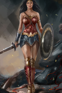 4k Wonder Woman Artworks (640x1136) Resolution Wallpaper