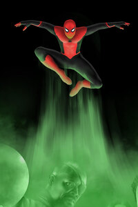 5k Spiderman Above (320x568) Resolution Wallpaper