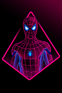 5k Spiderman Neon Artwork (240x320) Resolution Wallpaper