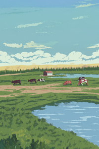 A Field Of Cows (240x400) Resolution Wallpaper