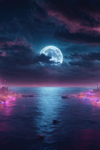 A Glimpse Of Moon City (480x800) Resolution Wallpaper