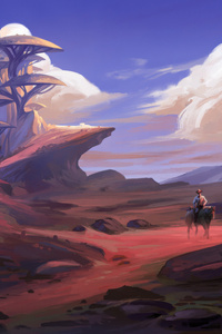 A Lone Traveler On Horseback Rides Through The Rocky (800x1280) Resolution Wallpaper