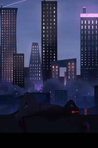 A Lone Watcher In The City (1080x2400) Resolution Wallpaper