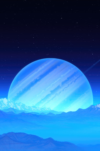 A Moon With A Scenic View Of Its Ringed Planet 4k (1080x1920) Resolution Wallpaper