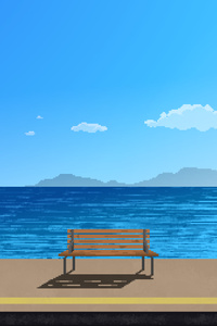 A Peaceful Day At The Pixel Beach (540x960) Resolution Wallpaper
